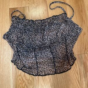 Sheer Leopard Print Women's Top